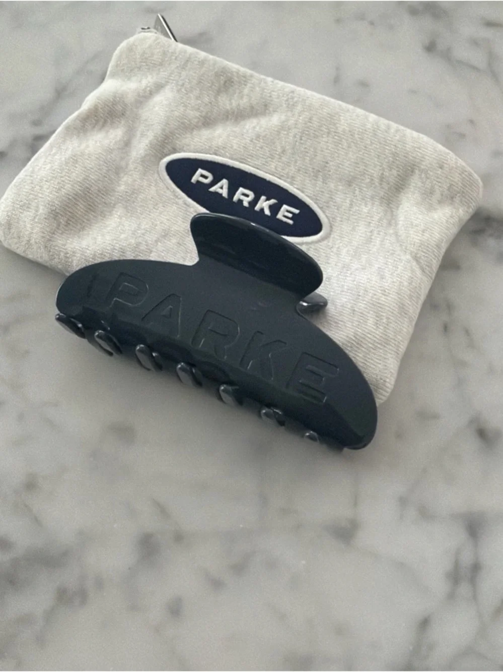 NEW PARKE Claw Clip and Zipper Pouch in Washed Indigo